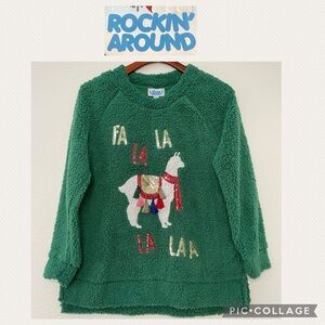 Ugly Christmas Sherpa fleece sweater tassel llama size L NWT